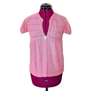 J.Jill Cardigan Sweater Peach Womens Size Small Short Sleeves Linen Blend